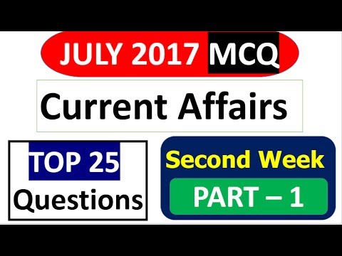 July MCQ Current Affairs Second Week Part - 1| TOP 25 NEWS [हिंदी ]