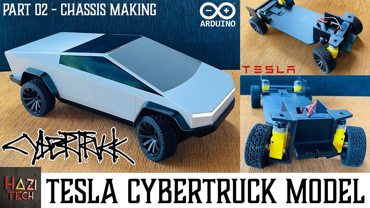 DIY Tesla Cybertruck RC Model | Arduino RC Truck | Chassis Making | Part 02 YouTube thumbnail