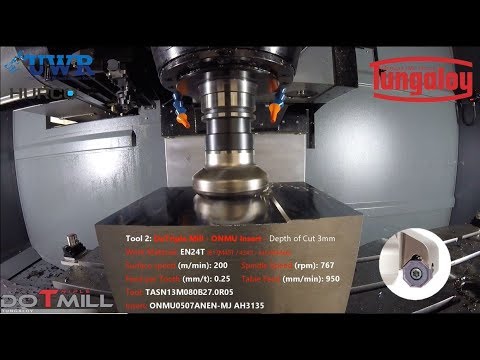 Tungaloy UK Face Mill Demo DoTriple & DoFeed machining EN24T