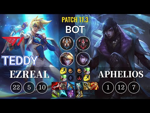 T1 Teddy Ezreal vs Aphelios Bot - KR Patch 11.3