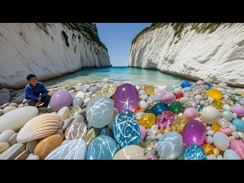 Rainbow Beach's Crystal Secrets,A canyon on the seabed, the tide receded, revealing a diamond beach