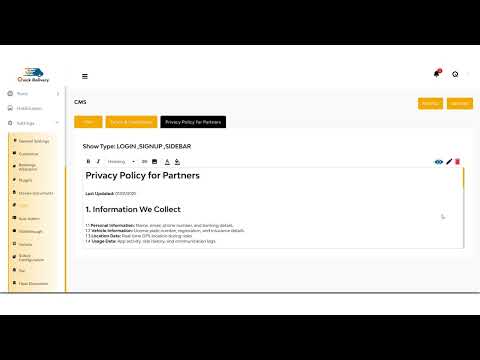 Content Management System: Control Policies, Terms & Legal Content