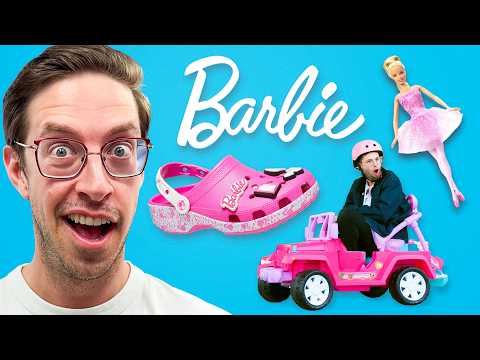adult men play with Barbies