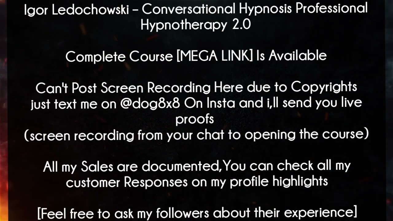 Igor Ledochowski Course - Conversational Hypnosis Professional Hypnotherapy 2.0 download