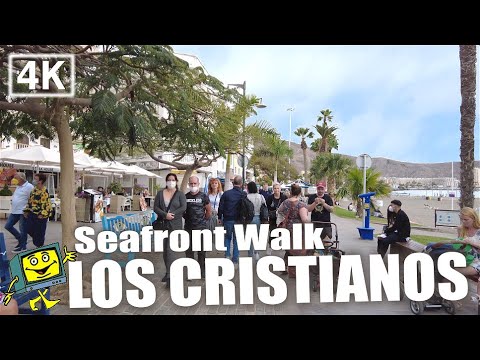 LOS CRISTIANOS - Tenerife 2022 - Seafront Walk 4K