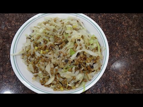 Cabbage and lentil stir fry