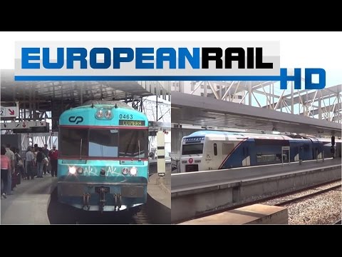 Comboios de Portugal 0450 DMU 0463 arrives and Fertagus 3500 EMU 3504 / 3554 departs Entrecampos