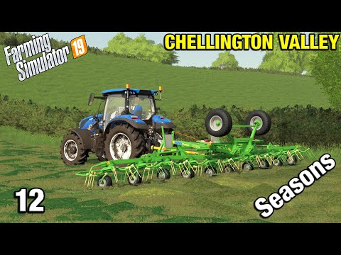 TEDDER IN THE HAY FIELD Chellington Valley Timelapse - FS19 Ep 12