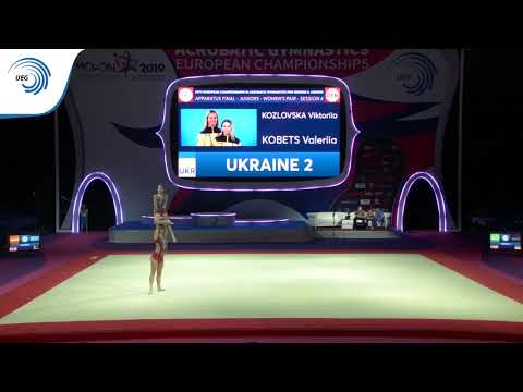 Viktoriia KOZLOVSKA & Valeriia KOBETS (UKR) - 2019 Acro junior European silver medallists, dynamic