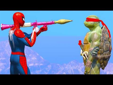 GTA 5 Gameplay Ragdolls SPIDERMAN VS Mutant Teenage Ninja Turtles (Euphoria Physics, Ragdolls Fails)