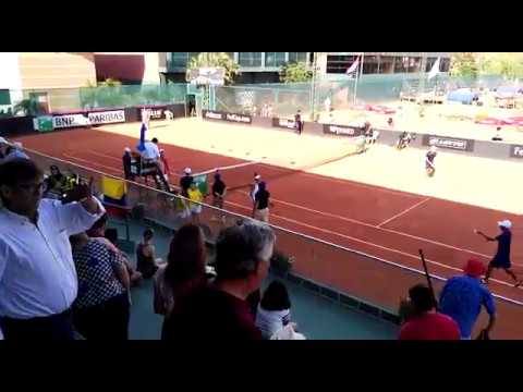 Cepede logró la victoria de Paraguay ante Colombia en el inicio de la Fed Cup 2018 (@ABCTVpy )