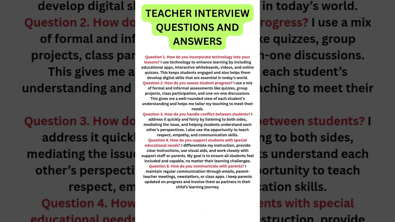 Teacher Interview Questions and answers | How to Pass Your Teacher Job Interview