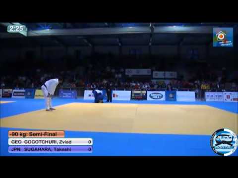 European Judo Open Men Oberwart 2014 Semifinal -90kg GOGOTCHURI Zviad (GEO)- SUGAHARA Takeshi (JPN)
