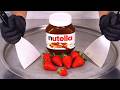 Strawberry Nutella Ice Cream Rolls ASMR