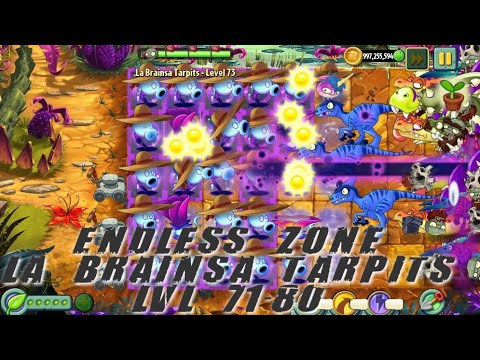Plants vs Zombies 2 - Jurassic Marsh | Endless Zone All Max Level Plants Test Level 71 - 80