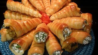 الفطائر المخروطيه بالخضروات والجبنه..شكل وطعم لذيذ