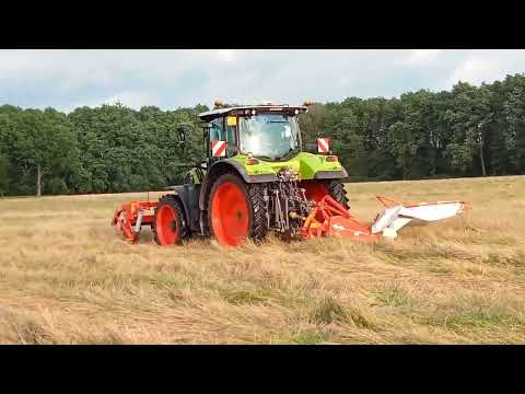 graszaad maaien met claas arion 510 en kuhn combinatie