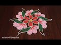 easy flower rangoli (5*3) dots | simple poo kolam | pulli kolangal @saisparkrangolies