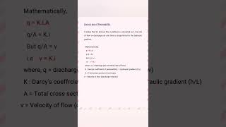 Darcy's Law Of Permeability | Geotechnical Engg. #youtubeshorts #ytshorts #shorts