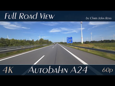 Autobahn (A24), Germany: Rastplatz Sadenbeck - Meyenburg - Rastplatz Dorngrund - 4K (2160p/60p) UHD