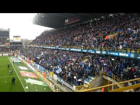 Tifo Blue army en sfeer tijdens de aftrap Club Brugge - AA gent play offs 09/04/16