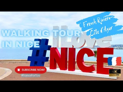 Nice, France Walking Tour with french music | 4K HDR walk in Nice French Riviera Cote d'Azur