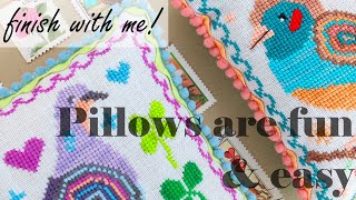 Finish a Cross Stitch Pillow with Me!  Air Mail Finishing Tutorial