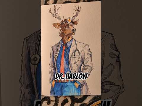 Drawing Dr. Harlow from animal hospital anomaly (in my style) #sketch #roblox #drawing #fanart #fyp