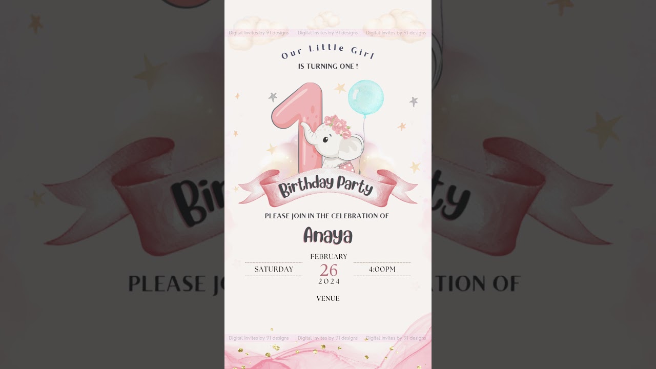 Magical Unicorn Birthday Invite Card