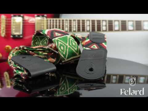 Ремінь для гітари та укулеле Felard, тканина гобелен та натуральна шкіра, перехідник для акустики, відділення для медіаторів - фото 2 - id-p2899623878