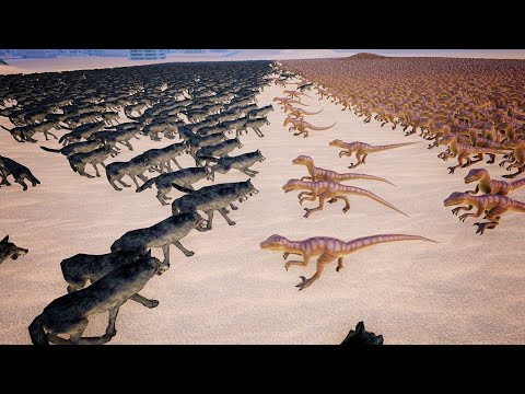 4,000 Velociraptor vs 16,000 Wolf - Ultimate Epic Battle Simulator | UEBS