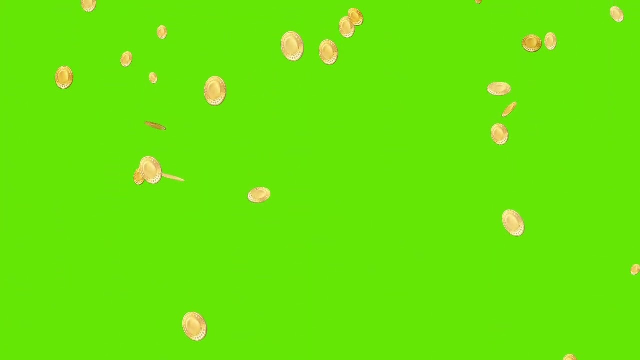 Free Green Screen Realistic Gold Coins Falling Down