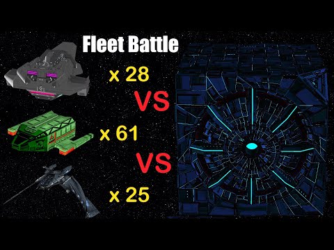 Klingon Husnock Scimitar Fleets VS  29th Century Borg Cube - Star Trek Ship Battles