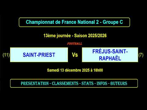 SAINT-PRIEST - FRÉJUS-SAINT-RAPHAËL: Matchday 13 National 2 Group C - Football season 2025/2026