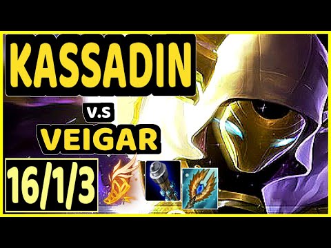 VOYBOY (KASSADIN) vs VEIGAR - QUADRAKILL 16/1/3 KDA MID GAMEPLAY - NA Ranked GRANDMASTER