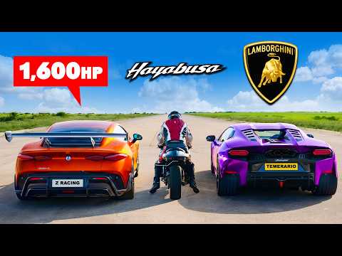 China’s Bugatti killer v Lambo Temerario v 450hp Hayabusa: DRAG RACE