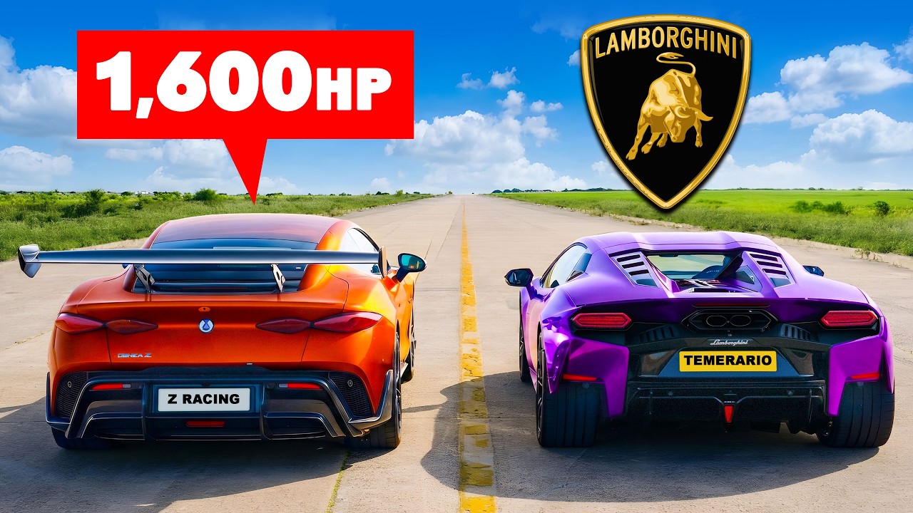 1,600hp Denza Z v Lambo Temerario: DRAG RACE