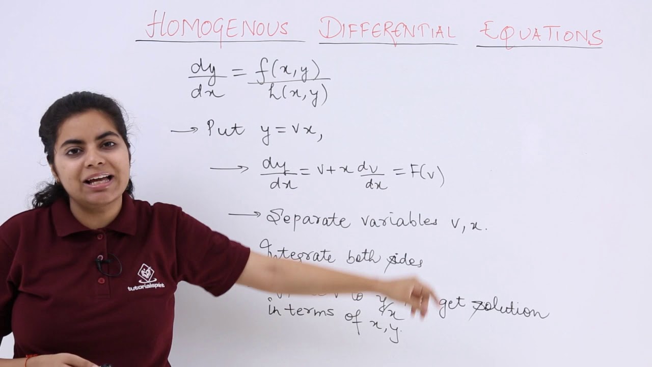 Class 12th – Overview of Homogeneous Differential Equations | Tutorials Point