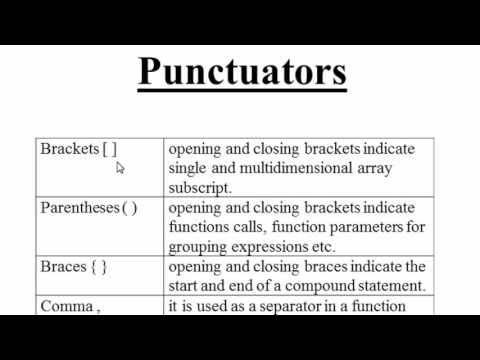 19 Punctuators in C Hindi