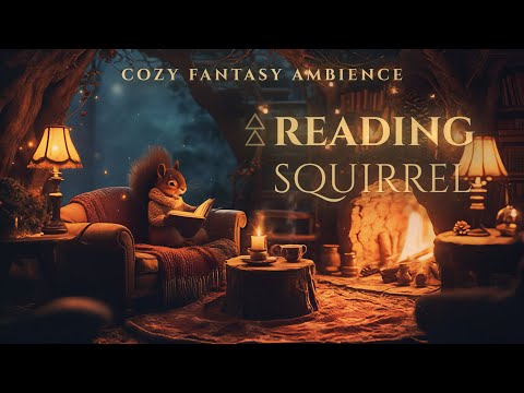 (Crickets) Peaceful Squirrel in the Cozy Hollow • Evening Forest Fantasy Reading Ambience • No Music