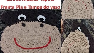 Jogo de banheiro infantil Cara de Macaco -Tampa do Vaso e Tapete frente pia parte 1/2