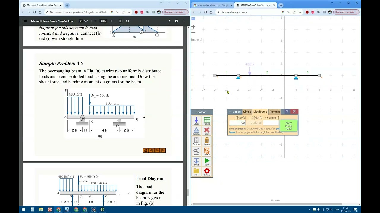 STRIAN 2.0 Structural analysis software Online Free – Beam Calculator