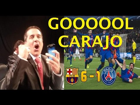 Así Reaccionó Gonzalo Nuñez con el GOL de Sergi Roberto / BARCELONA 6 PSG 1 / Exitosa Deportes