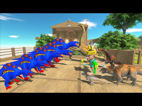 5X SUPERMAN SPINOSAURUS SPEED RACE CHAMPIONSHIP DEATH BIG FALL RUN - Animal Revolt Battle Simulator