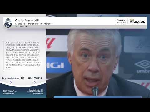 Rayo Vallecano 3-3 Real Madrid Post-Match Press Conference English Dub - La Liga 2024