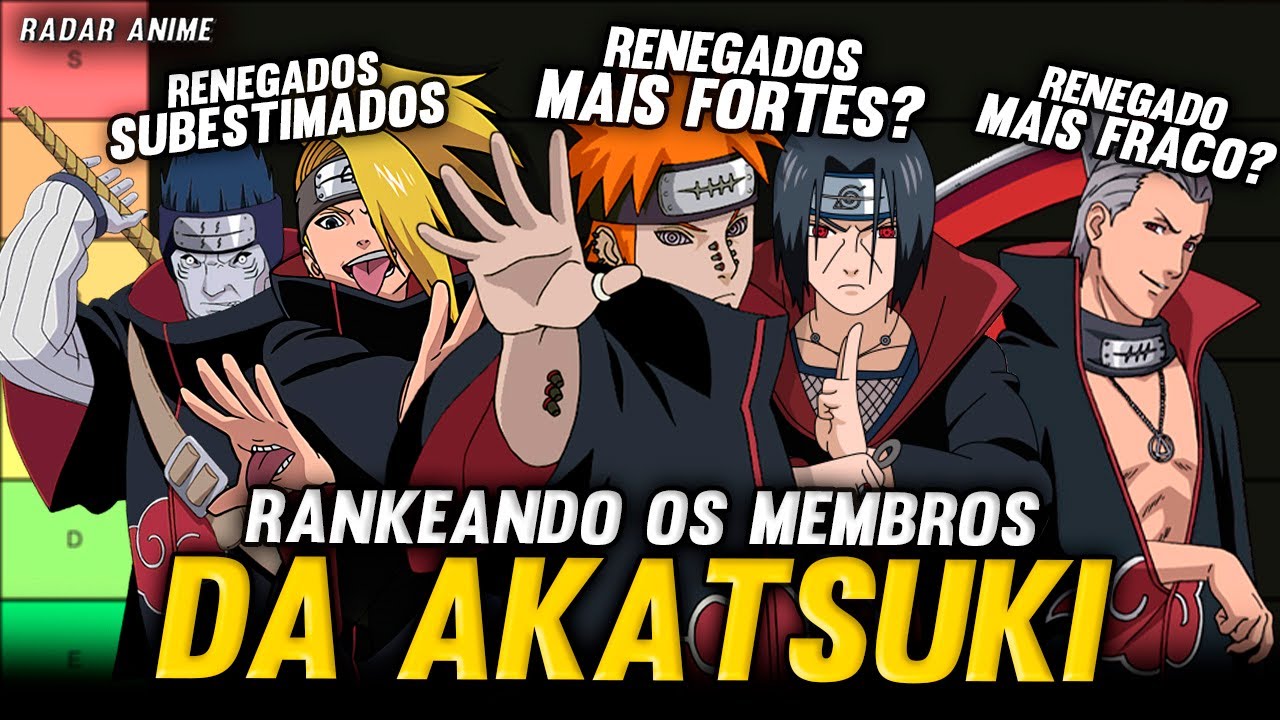 TIER LIST DOS MELHORES E PIORES MEMBROS DA AKATSUKI