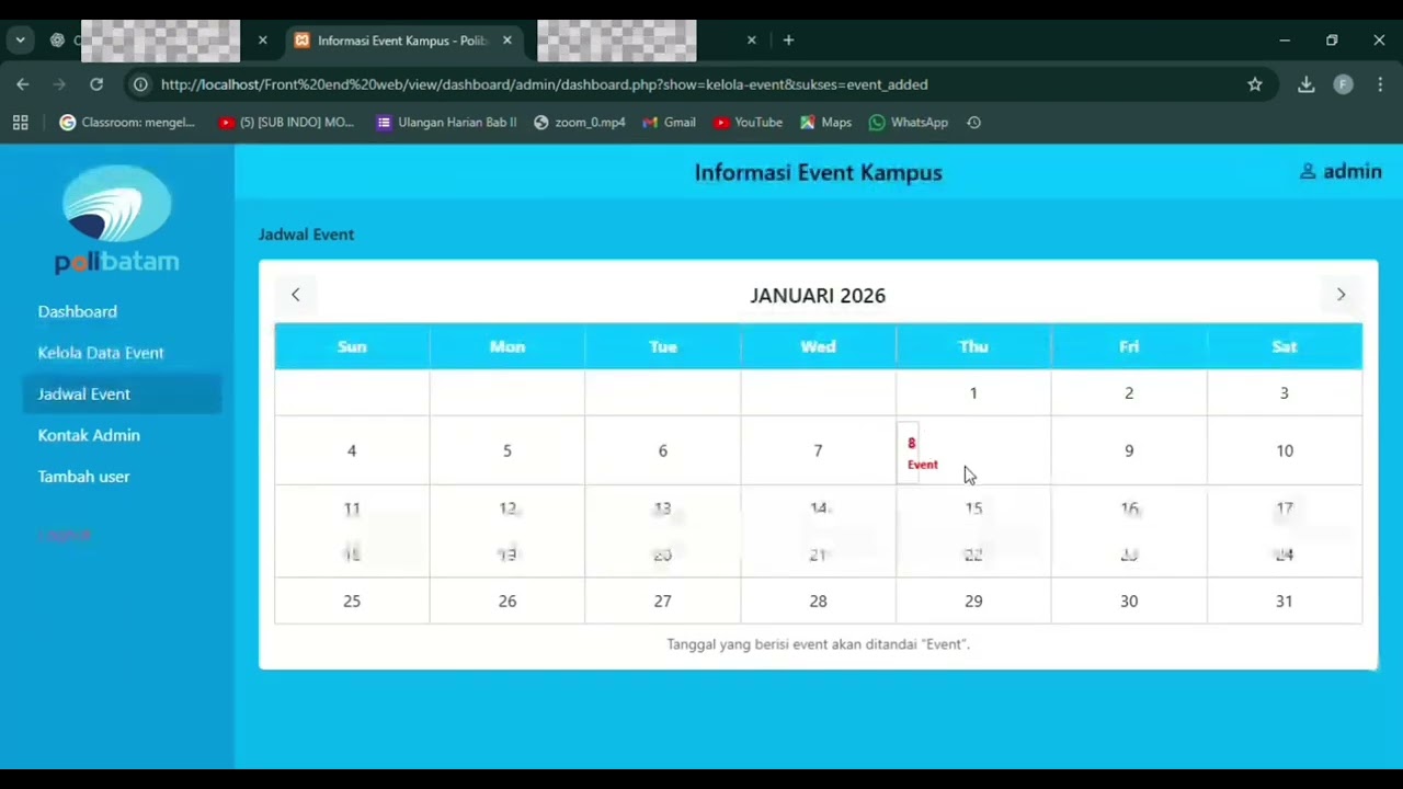 Video Demo WEB INFORMASI EVENT KAMPUS