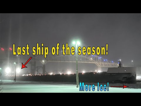 The FINAL freigther to the locks this season, held up by more ice