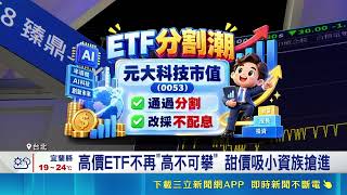 高價ETF掀分割熱潮！0053改不配息強攻AI 門檻降低吸引小資族搶進｜三立財經iNEWS