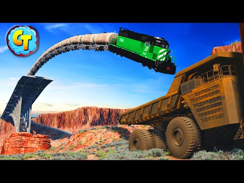 Train Accidents Derailments ✅ Long Trains vs Giant Truck ✅ BeamNG DRIVE